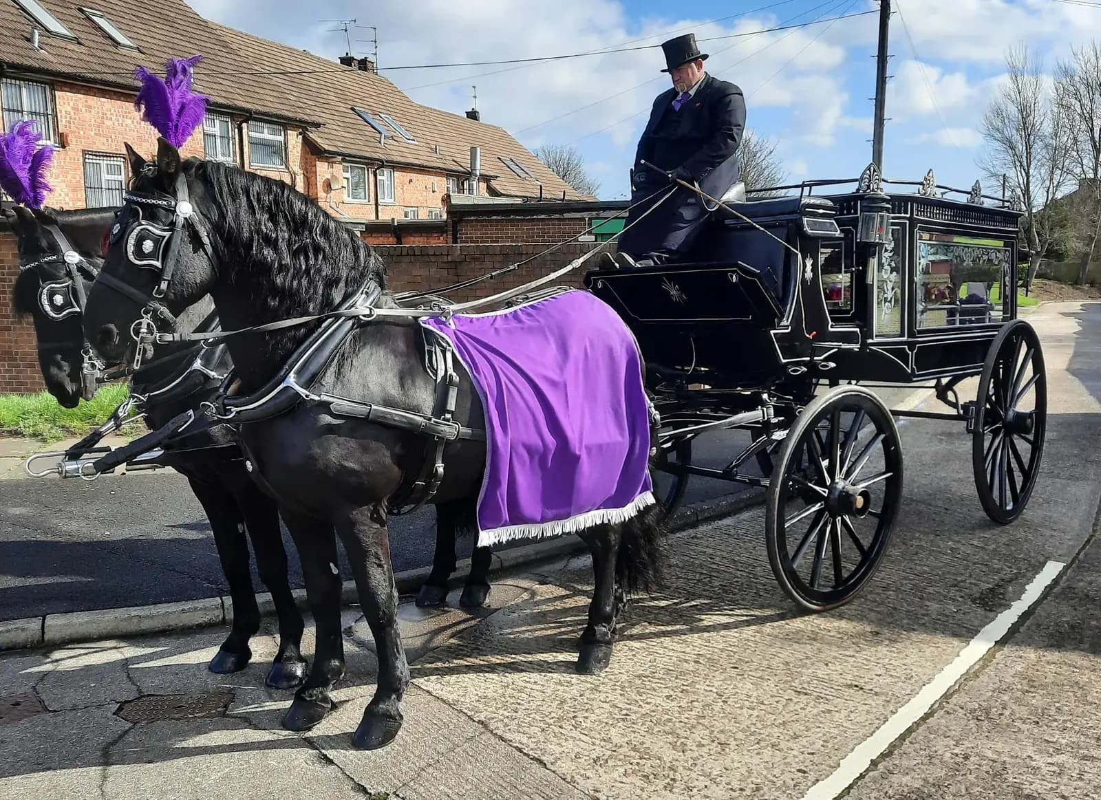A black pair drawing the black carriage